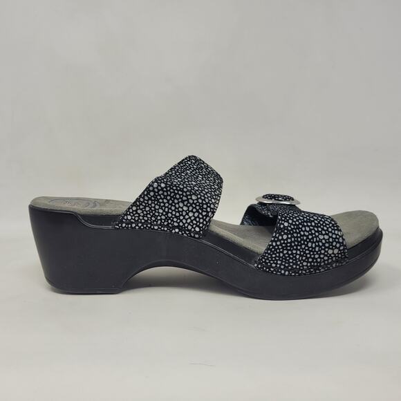 Dansko Sandals EU38 US8 Black Shagreen Sophie Leather Slides Heeled Slip On - Picture 11 of 11